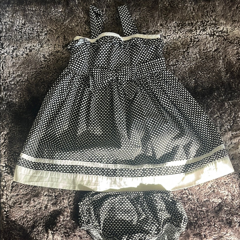 Black and White Polka Dot Sundress with Matching Bloomer